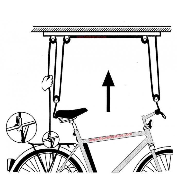 Soporte de bicicleta montado en el techo para colgar bicicletas con sistema  de elevación y bajada de poleas (con sistema de elevación y bajada)