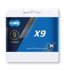 Cadena KMC X9 Plata/Gris 9v 116 eslabones